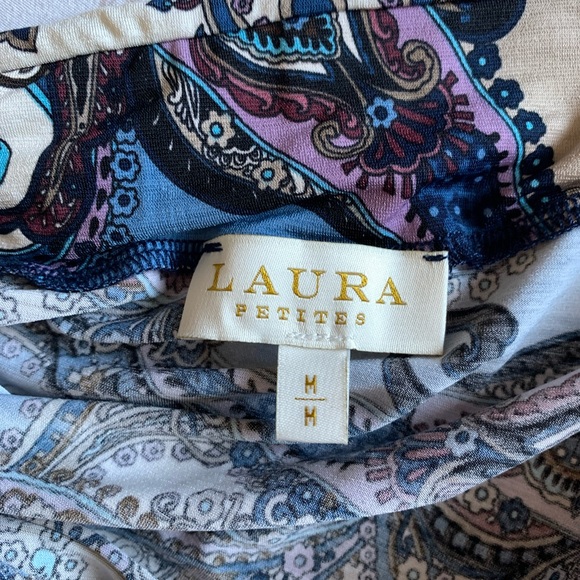 LAURA PETITES BLUE AND WHITE PATTERNED LONG SKIRT WOMENS SIZE M - Picture 3 of 5